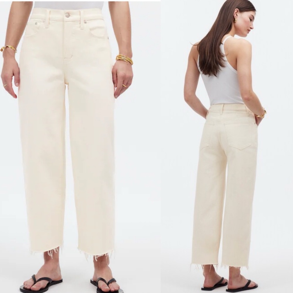 NWT Madewell Perfect Vintage Wide Leg Crop Jean Sz 33 Ecru Ivory